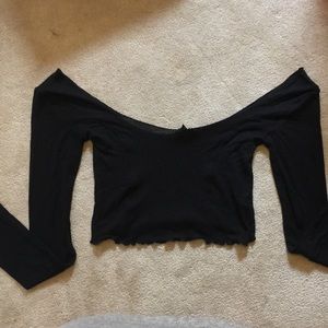 UO Black off the shoulder crop top